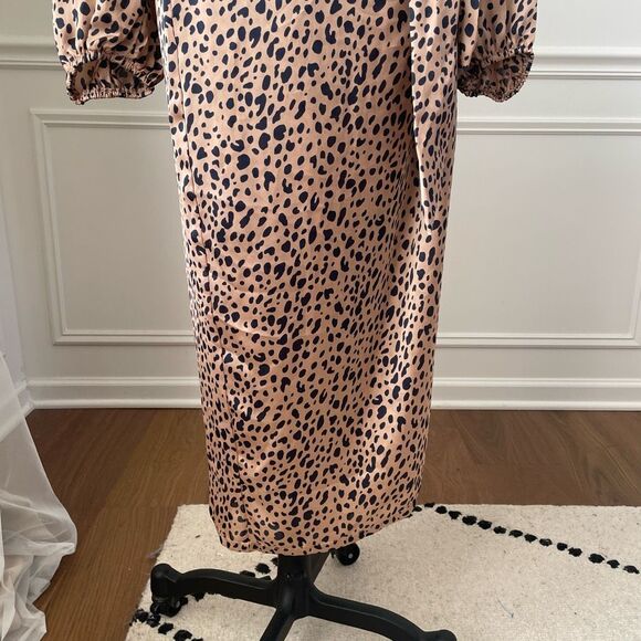 NWT Dress Forum Work To Weekend Leopard Satin Wrap Skirt Blouse M - Picture 6 of 11